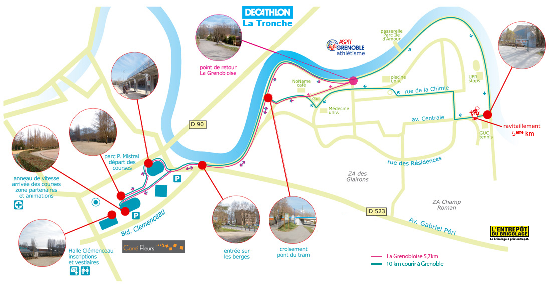 Le parcours des 10 km de Grenoble et de la Grenobloise