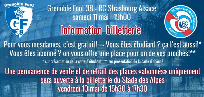 GF38 – Strasbourg : infos sur la billetterie