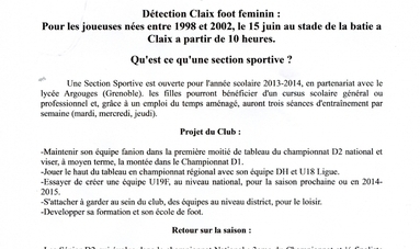 Détection à Claix Foot Féminin