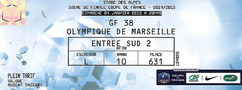 Gagnez vos places pour GF38 – Olympique de Marseille