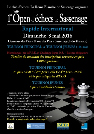 Echecs : 1er Open Rapide de Sassenage le 8 mai