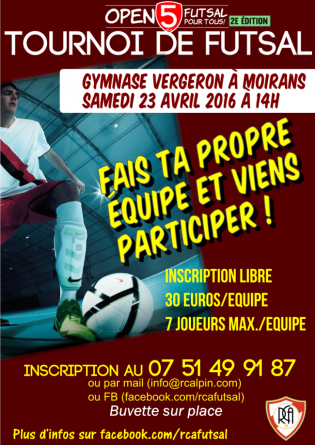 [Futsal pour tous] Inscrivez votre équipe à l’Open5 le samedi 23 Avril