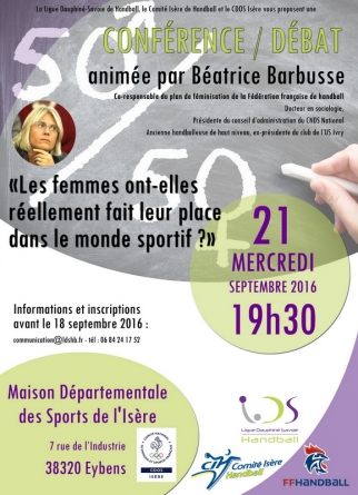 Conférence / Débat sur la féminisation dans le sport, animée par Béatrice Barbusse