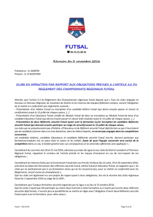 Futsal – 10 équipes exclues des championnats régionaux !