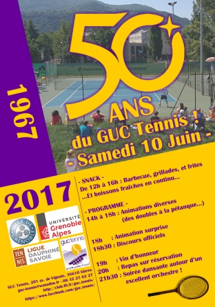 Le GUC Tennis fête ses 50 ANS le SAMEDI 10 JUIN !