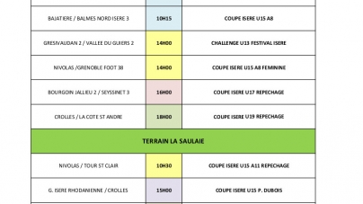 Coupes de l’Isère Jeunes : attention nouveaux horaires pour les finales