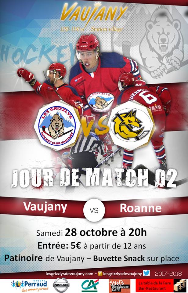 Les Grizzlys de Vaujany reçoivent Roanne ce samedi