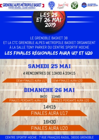 Les finales U17 et U20 masculin de la Ligue AURA auront lieu à Grenoble les 25 et 26 mai