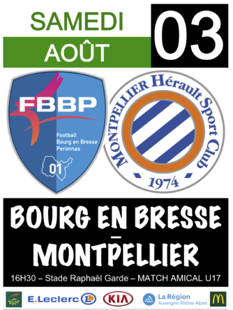 #U17 – Match de gala entre Montpellier et Bourg-Péronnas ce samedi