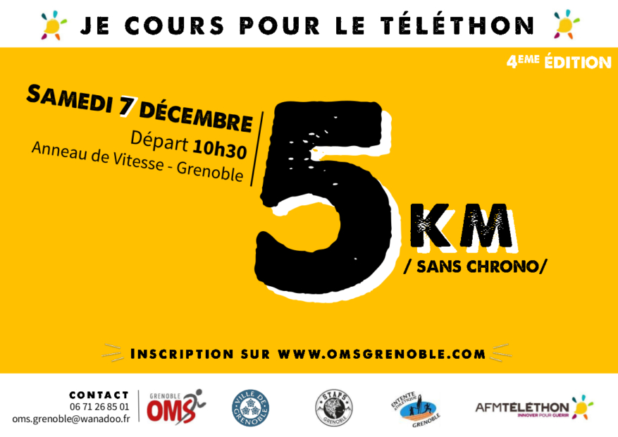 Courez pour les 5 km du Téléthon de l’OMS le samedi 7 décembre !