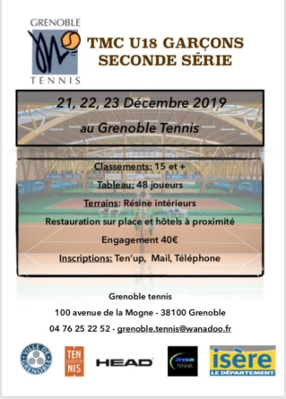 Un nouveau tournoi TMC U18 au Grenoble Tennis jusqu’à lundi