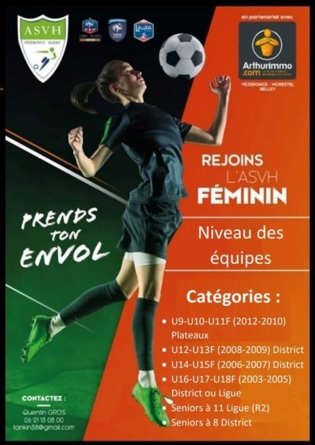 L’ASVH Féminine Recrute pour la saison 2020/2021