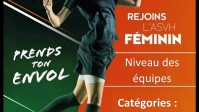 L’ASVH Féminine Recrute pour la saison 2020/2021