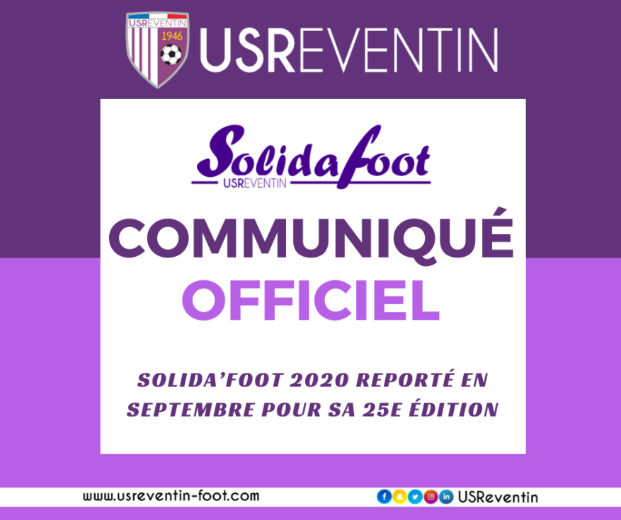 Communiqué officiel : Solida’Foot 2020 reporté en septembre pour sa 25e édition