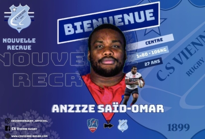 Le CS Vienne Rugby officialise l’arrivée d’un joueur de Pro D2