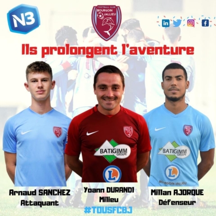 Trois nouvelles prolongations au FC Bourgoin-Jallieu