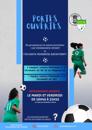 Football féminin : le groupement AS Vezeronce Huert et US Creys Morestel recrute
