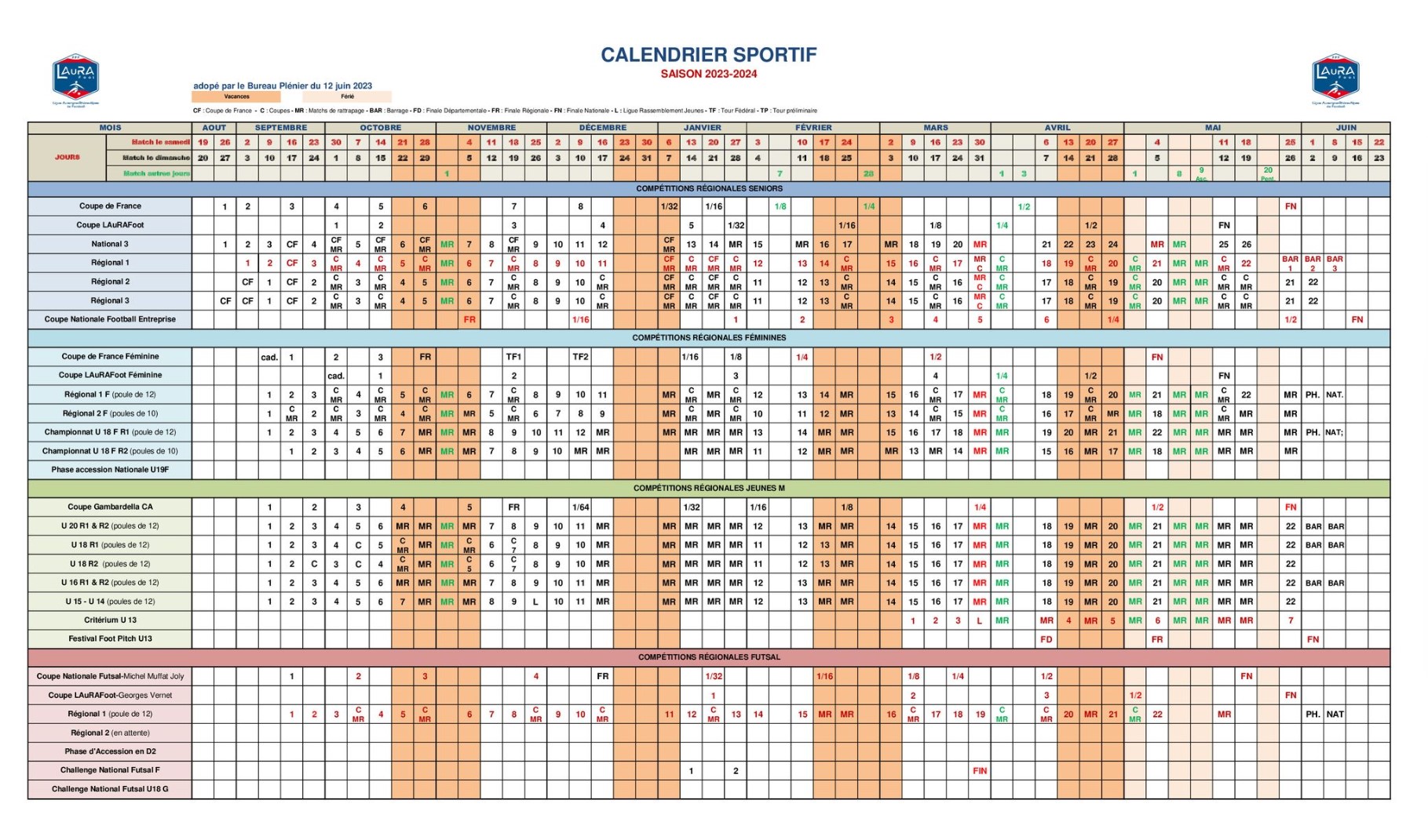 CALENDRIER 2023/2024, NATIONAL 3, Carte De Foot 2023-2024