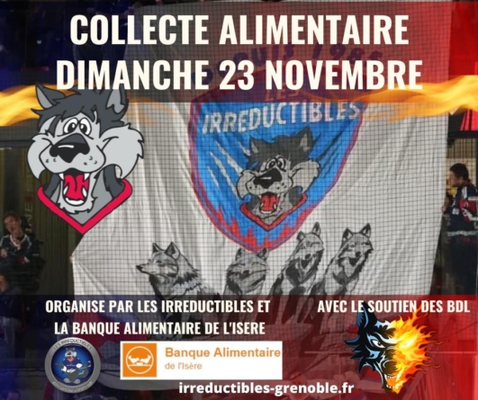 Collecte de denrées alimentaires organisée par les Irréductibles lors de BDL – Amiens